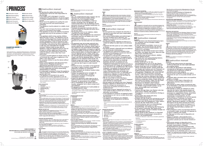 Image de la première page du manuel de l'appareil Champion Juicer Pro 201863