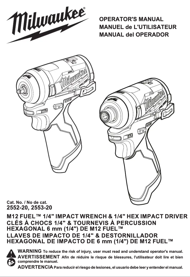Page 1 of the manual User Manual Milwaukee M12 Fuel 2553-21