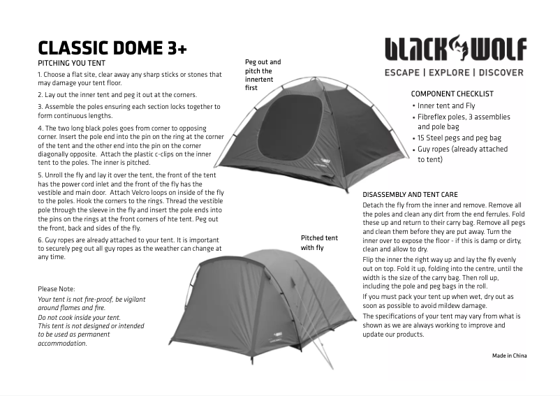 First page image of the manual for Classic Dome 3+