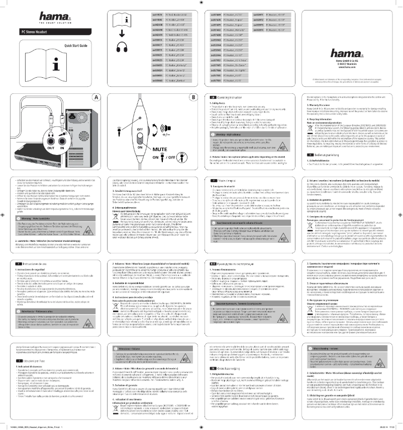 First page image of the manual for PC Stereo Headset 00051668