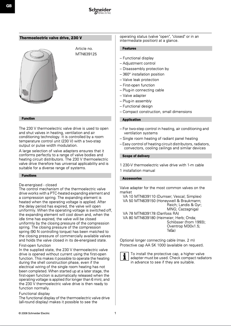 First page image of the manual for MTN639125