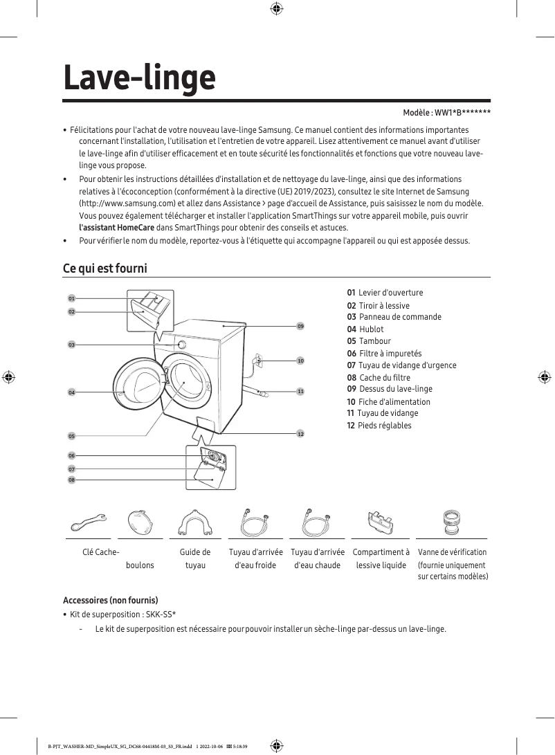 Page 1 of the manual User Manual Samsung WW11BB704DGW