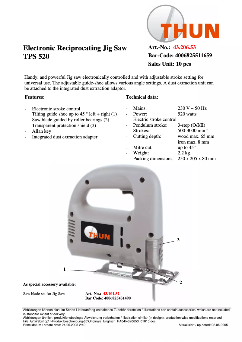 First page image of the manual for TPS 520