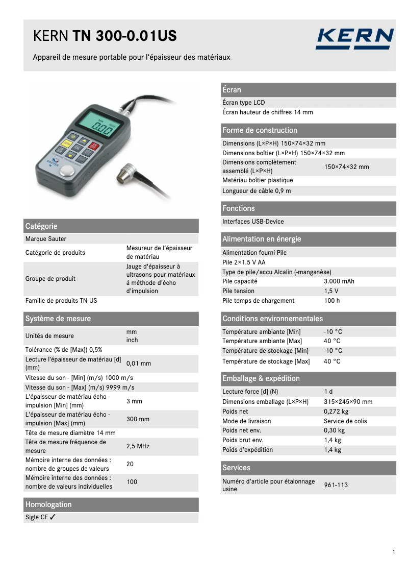 First page image of the manual for TN 300-0.01US
