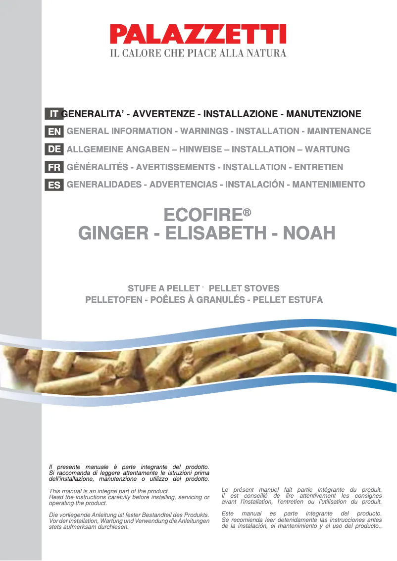 Page 1 of the manual User Manual Palazzetti Ecofire Ginger 9 air
