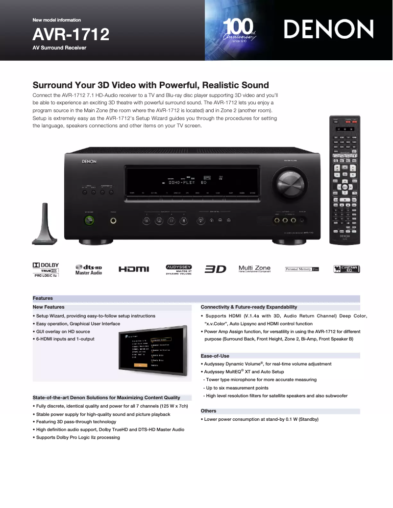 First page image of the manual for AVR-1712