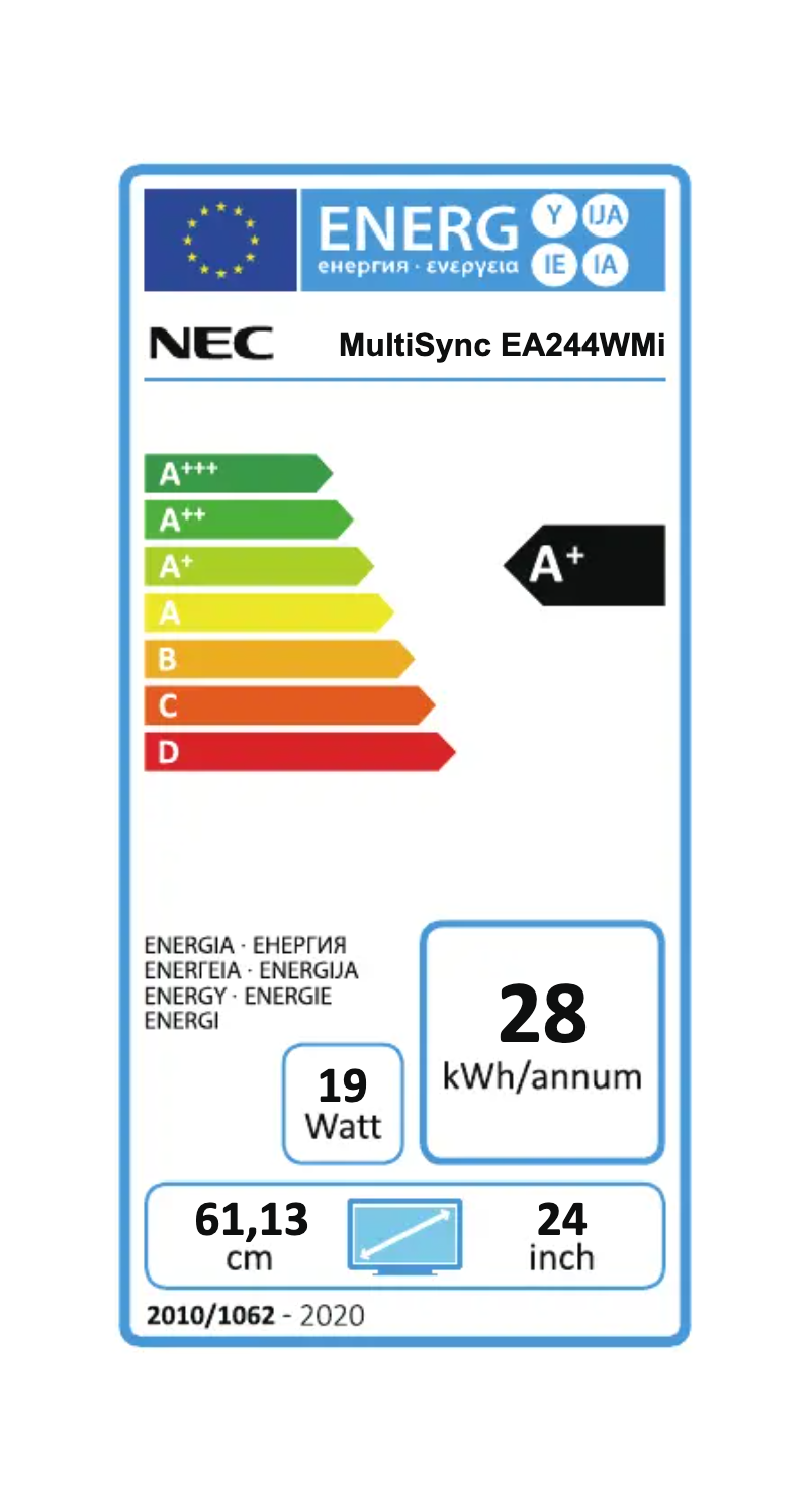 Page 1 of the manual Energy Label NEC MultiSync EA244WMi