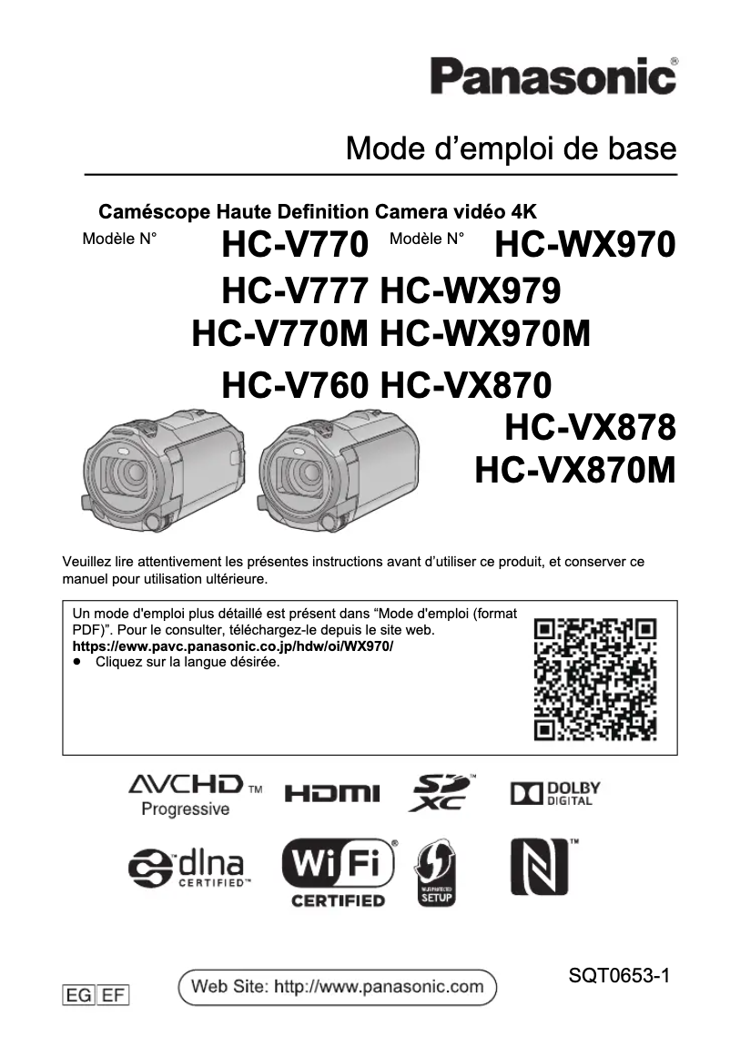 First page image of the manual for HC-V770