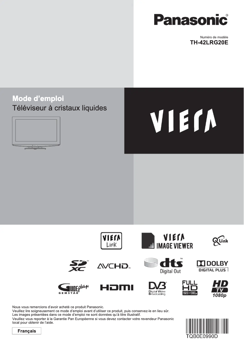 Page 1 of the manual User Manual Panasonic TH-42LRG20E