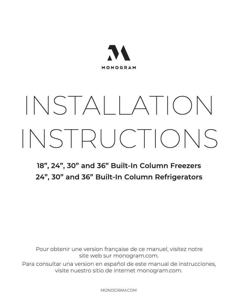 First page image of the manual for ZIR241NPNII