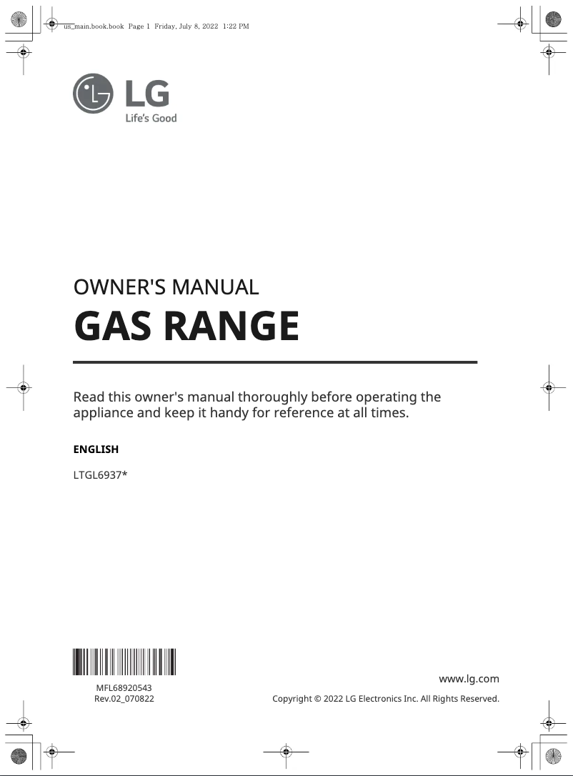 First page image of the manual for LTGL6937F