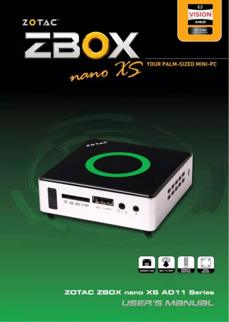 Page 1 of the manual User Manual Zotac ZBOX nano XS AD11 Plus