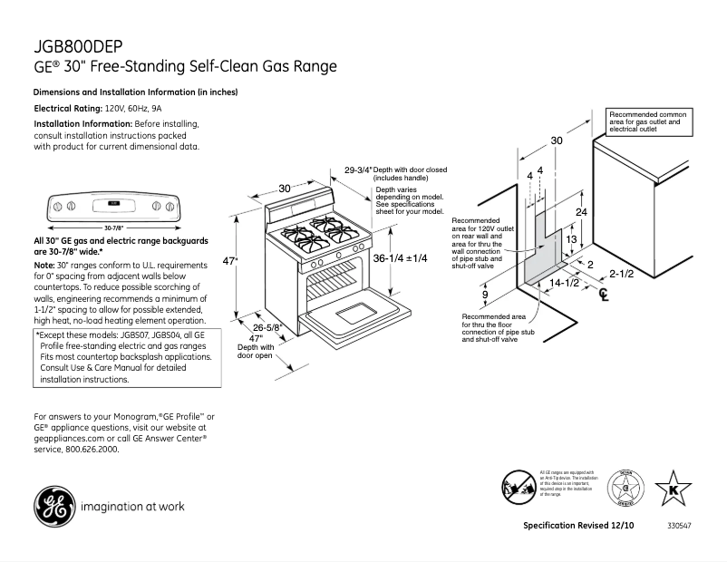 First page image of the manual for JGB800DEPCC