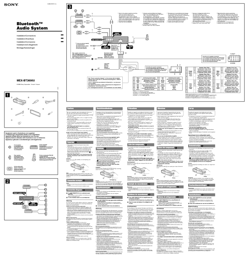 Page 1 of the manual Installation Guide Sony MEX-BT3600U