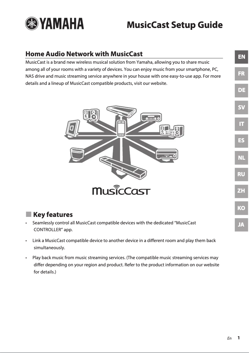 First page image of the manual for MusicCast RX-S601D