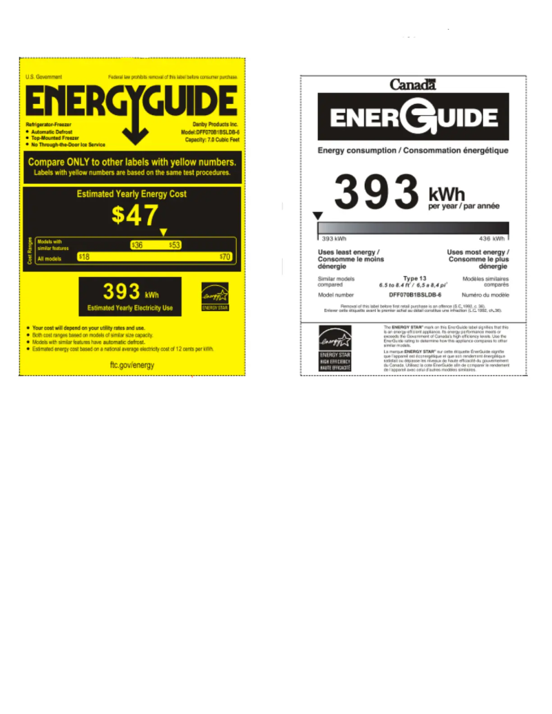 Page 1 of the manual Energy Label Danby DFF070B1BSLDB-6