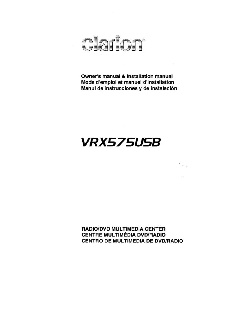 Page 1 de la notice Manuel utilisateur Clarion VRX575USB