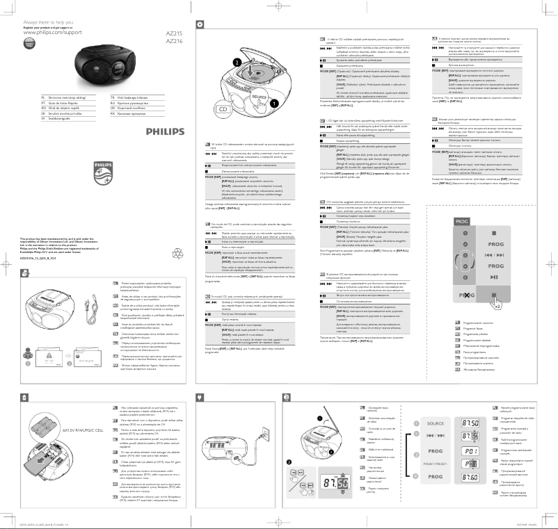Page 1 of the manual Quick Start Guide Philips AZ215B