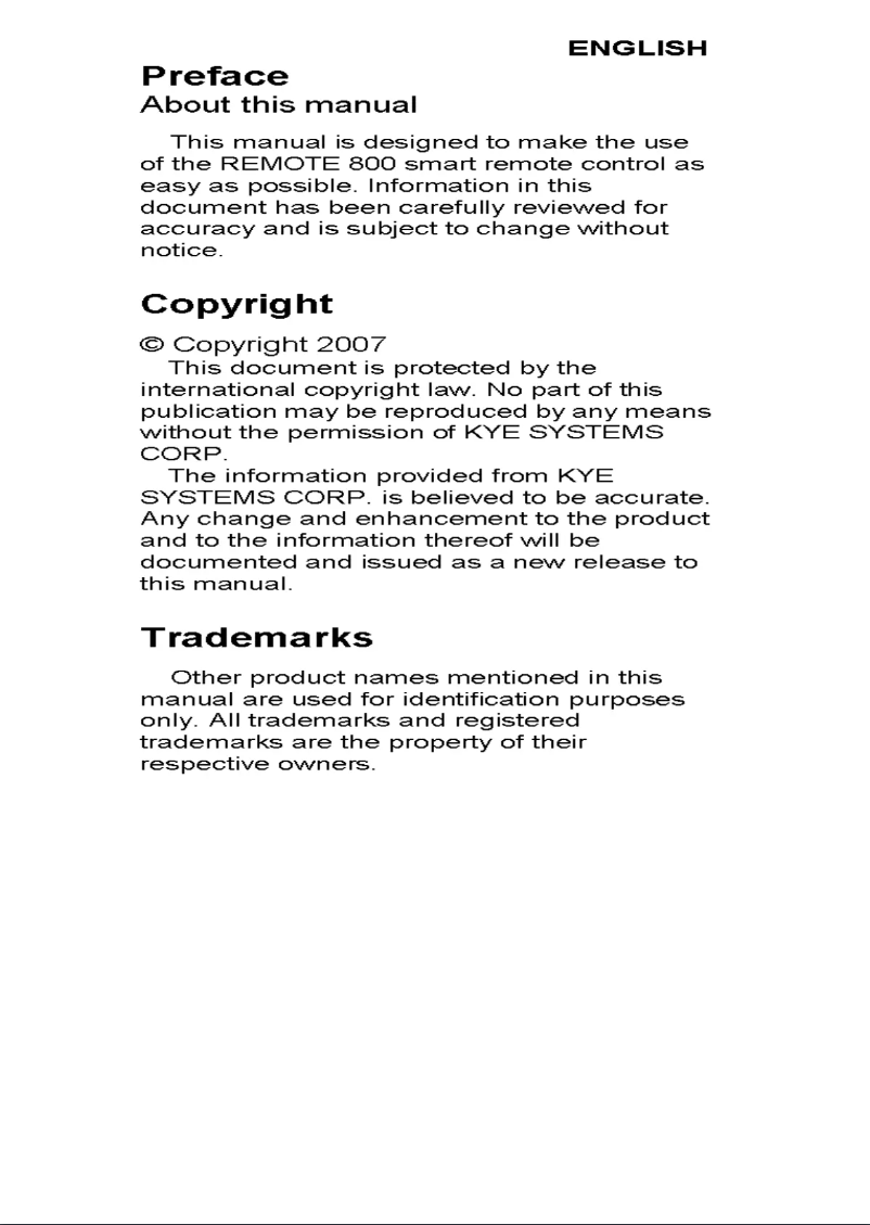 Page 1 of the manual User Manual Genius Remote 800