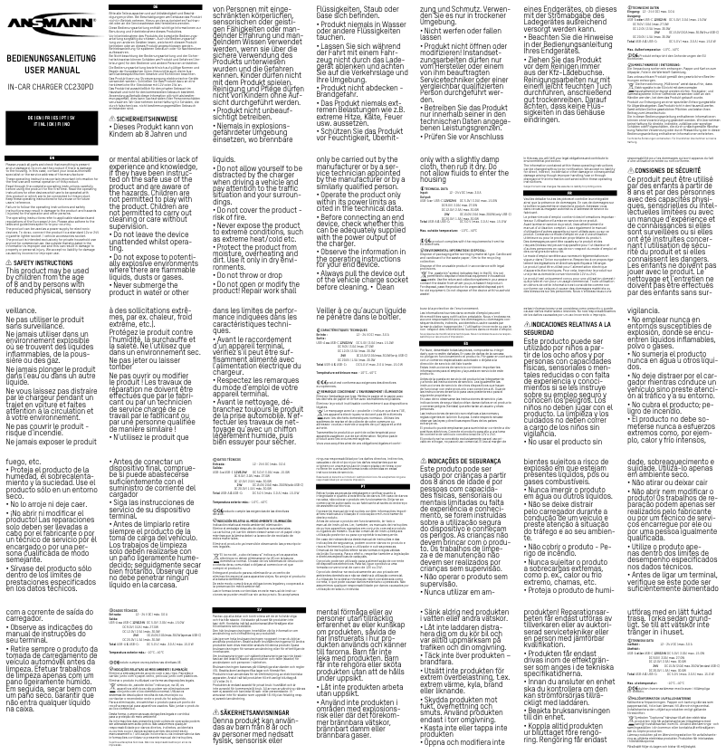 Page 1 of the manual User Manual Ansmann CC230PD