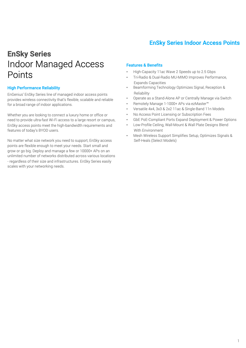 Page 1 of the manual Technical Sheet EnGenius EWS370AP