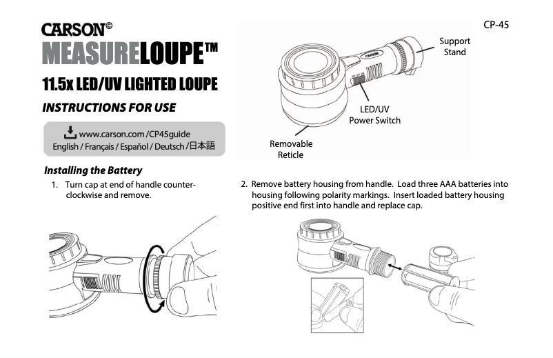 Page 1 of the manual User Manual Carson CP-45