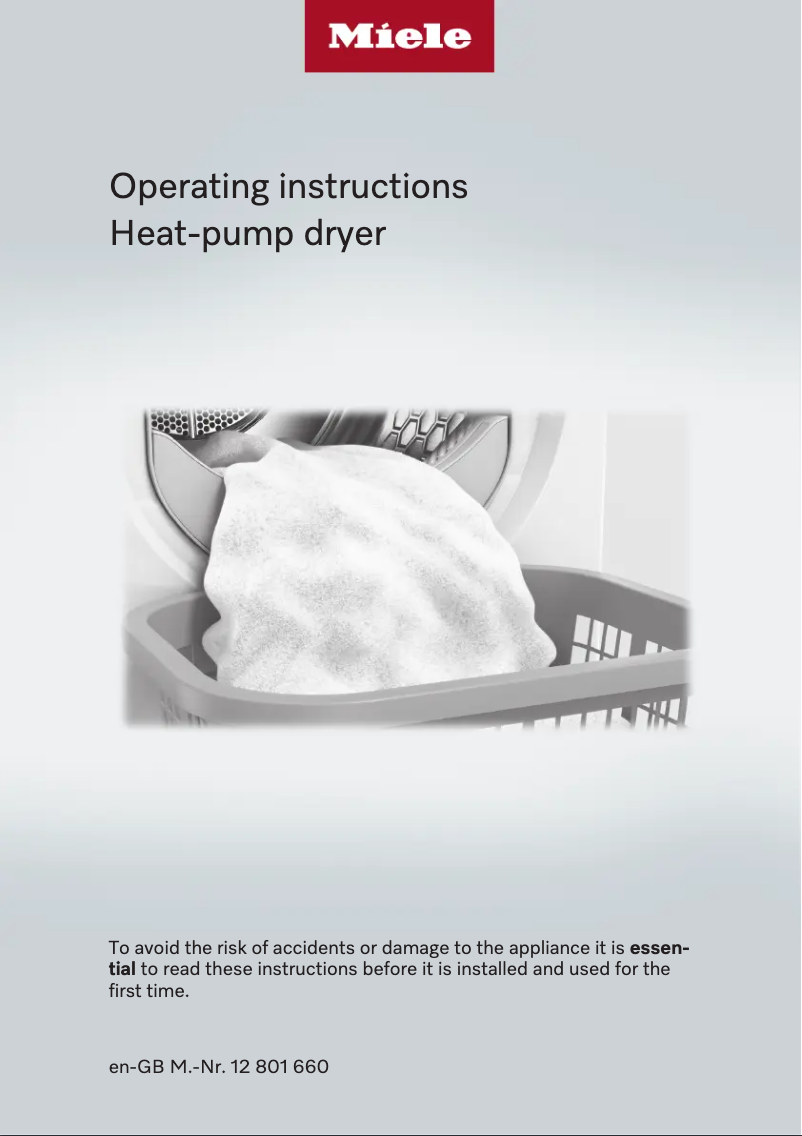 Page 1 of the manual User Manual Miele TCR780 WP