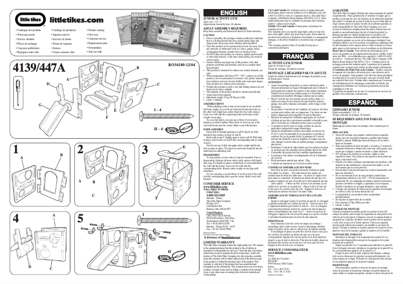 Page 1 de la notice Manuel utilisateur Little Tikes Junior Activity Gym 4139/447A