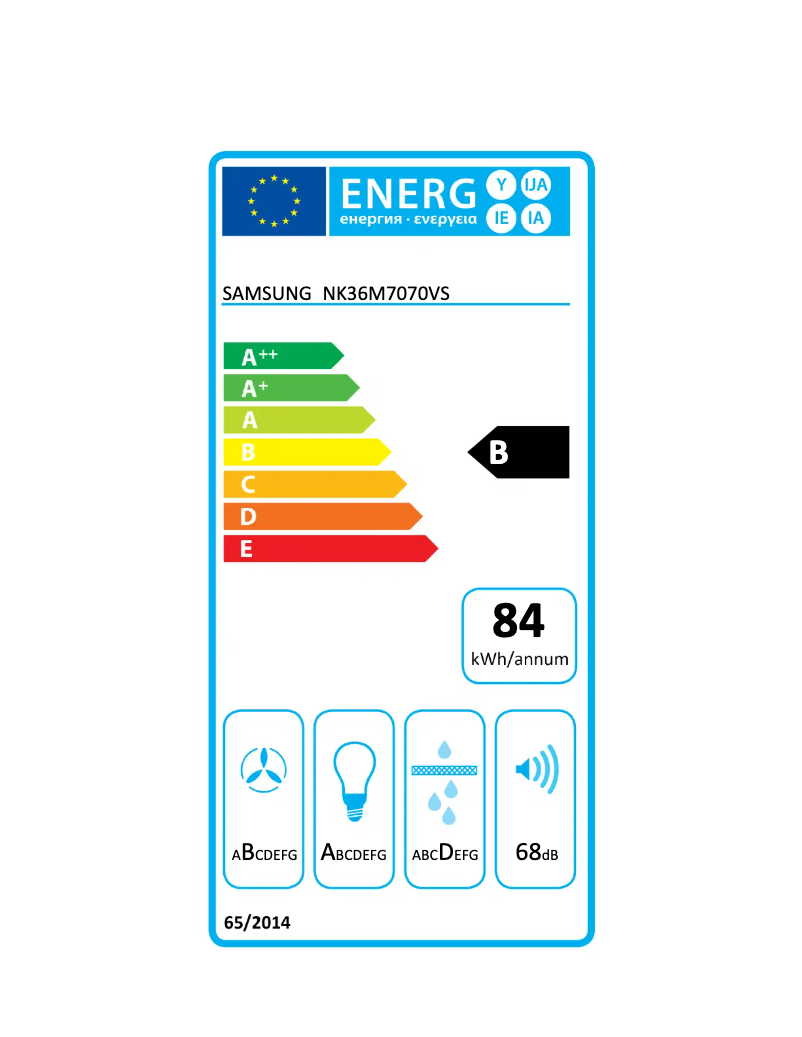 Page 1 of the manual Energy Label Samsung NK36M7070VS