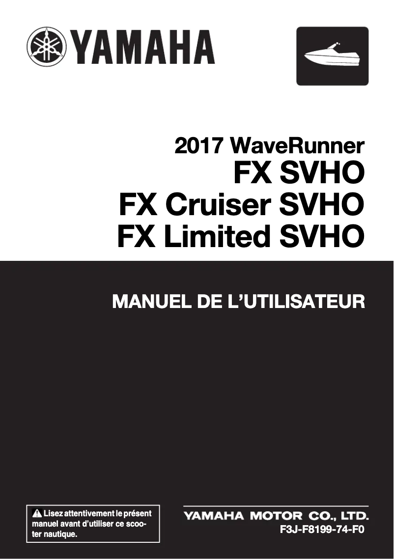 Page 1 of the manual User Manual Yamaha WaveRunner FX SVHO Limited (2017)