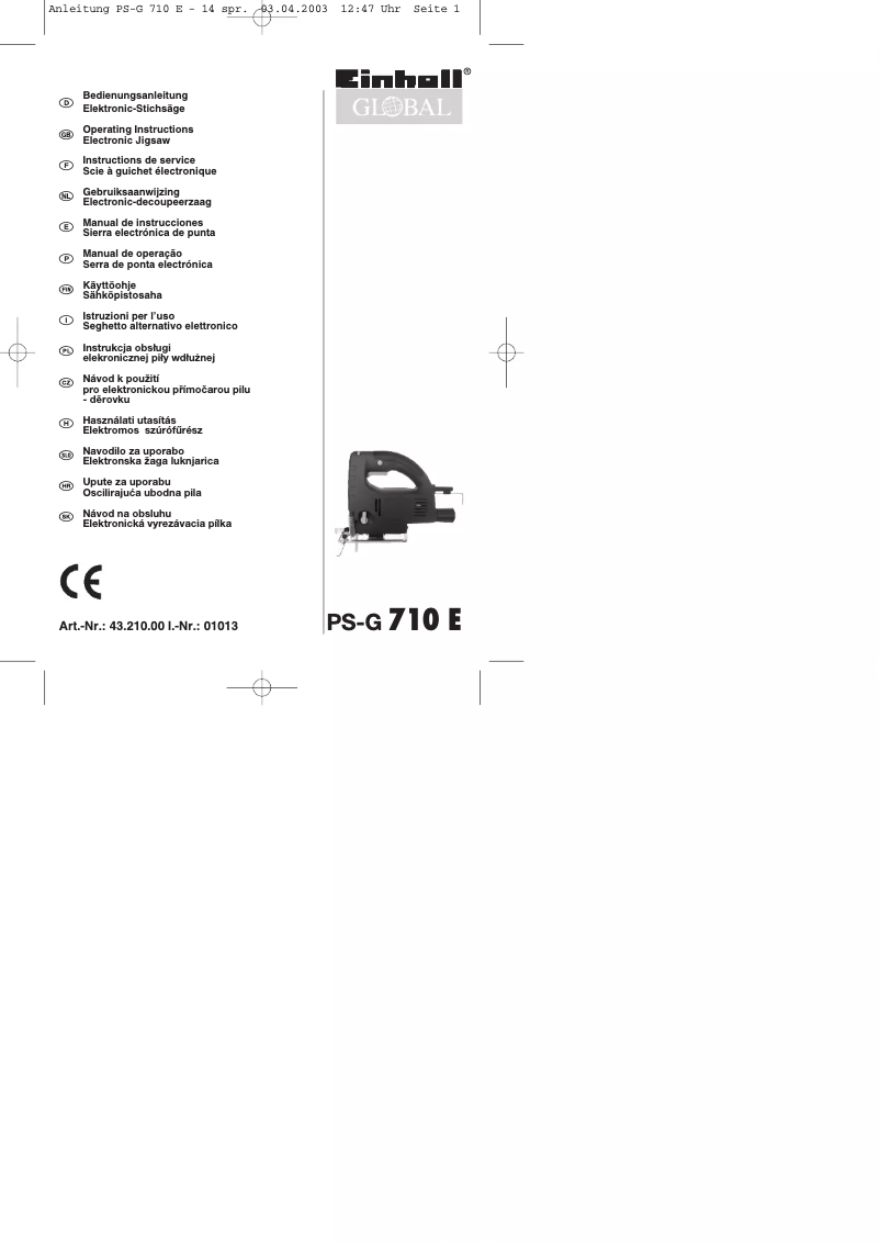 First page image of the manual for PS-G 710 E