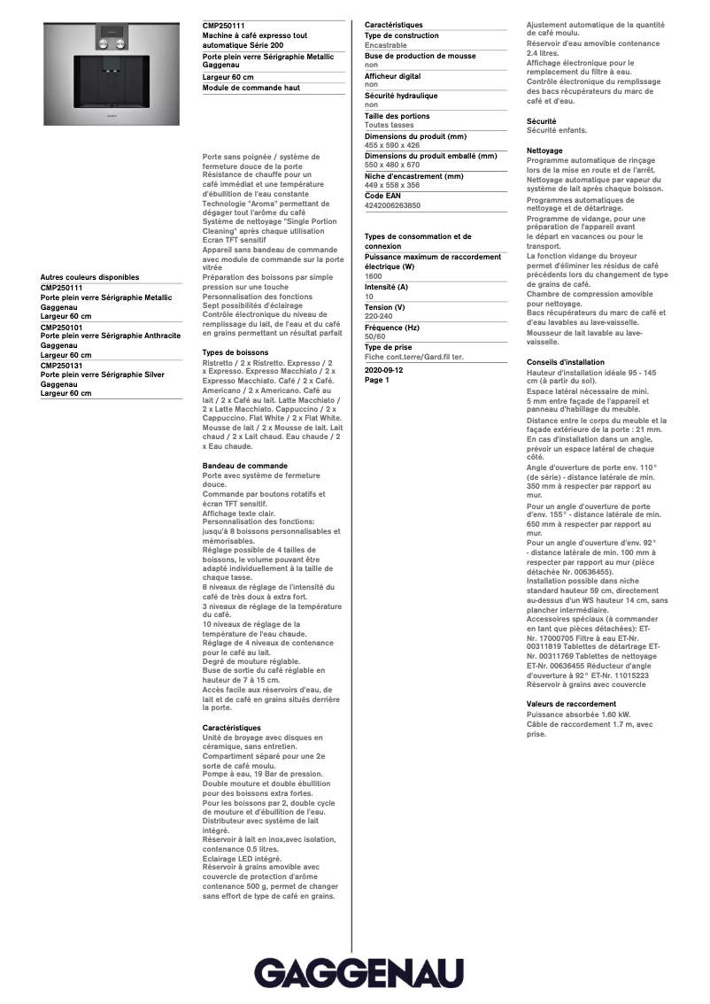 Image de la première page du manuel de l'appareil CMP250111