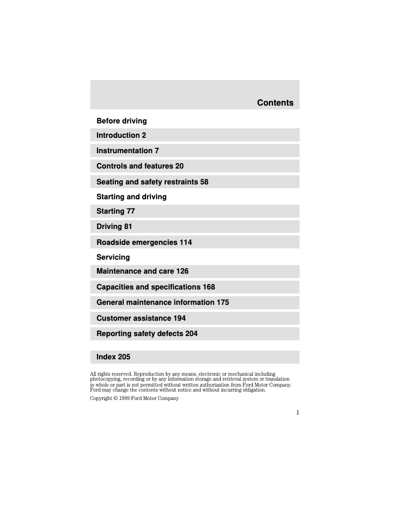 Page 1 of the manual User Manual Ford F-750 (2000)