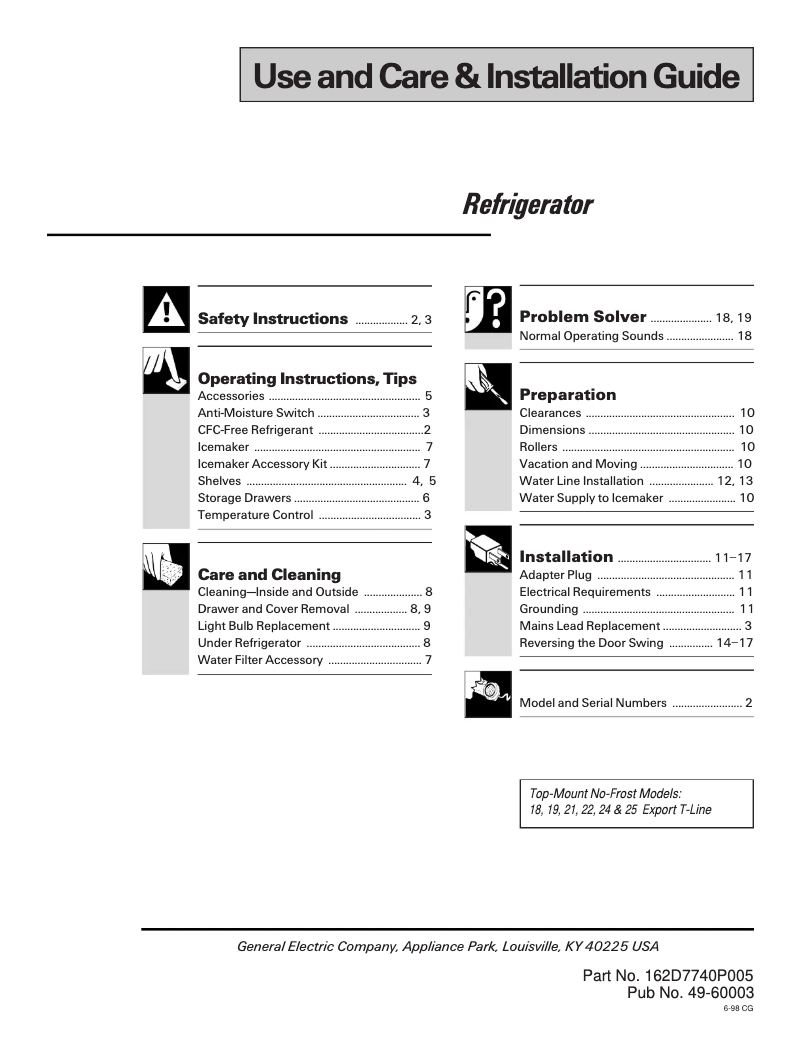 First page image of the manual for TBT18NABAA