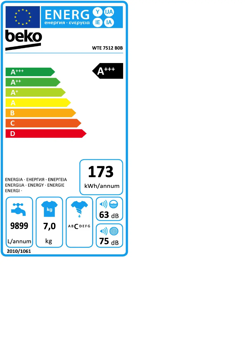 First page image of the manual for WTE 7512 B0B