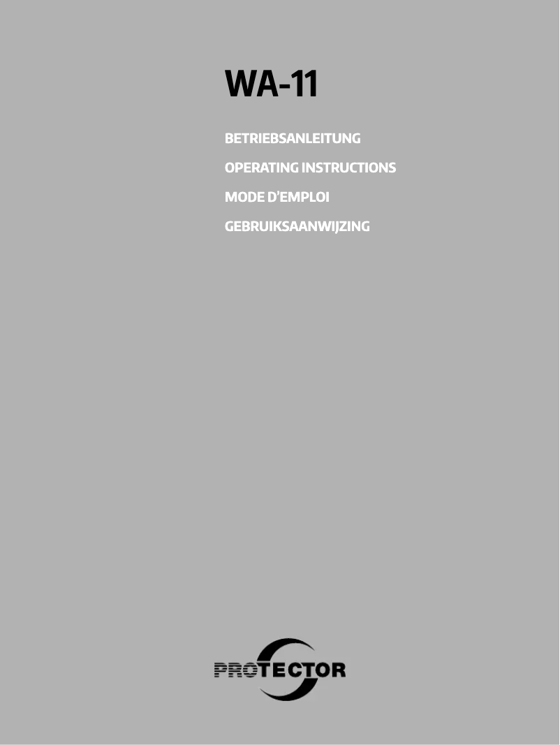 Page 1 of the manual User Manual Protector WA-11