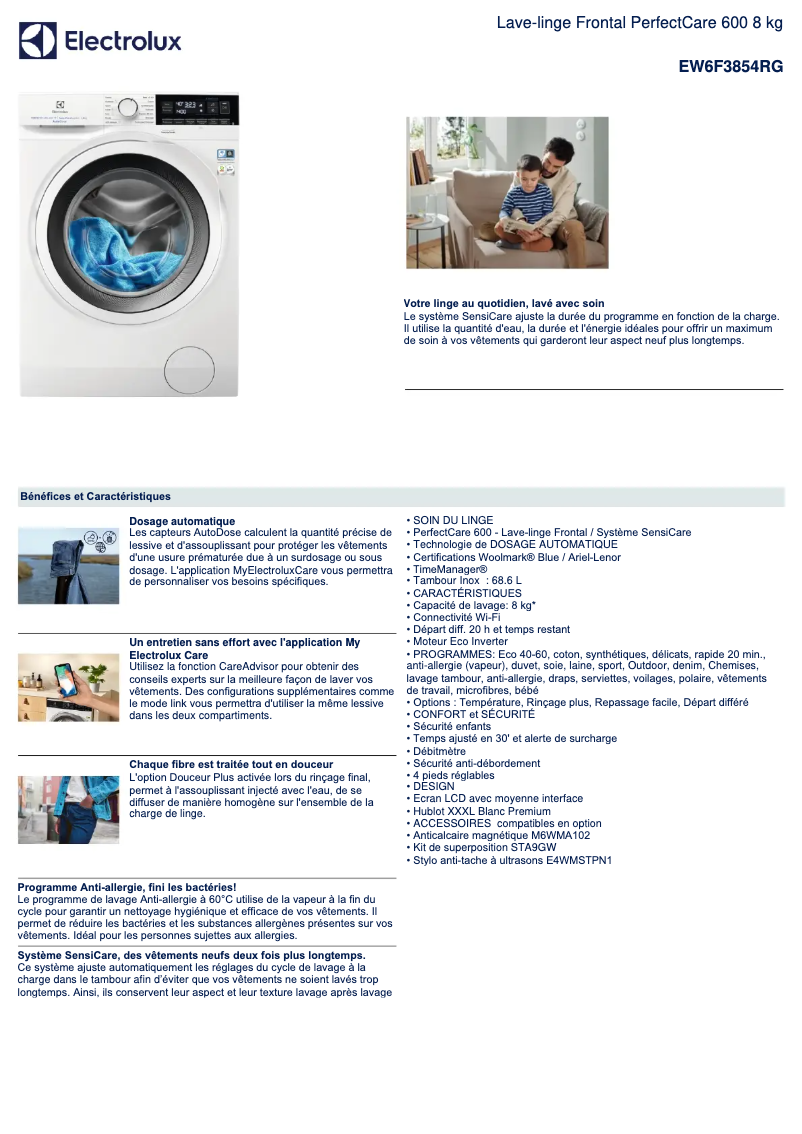 First page image of the manual for EW6F3854RG