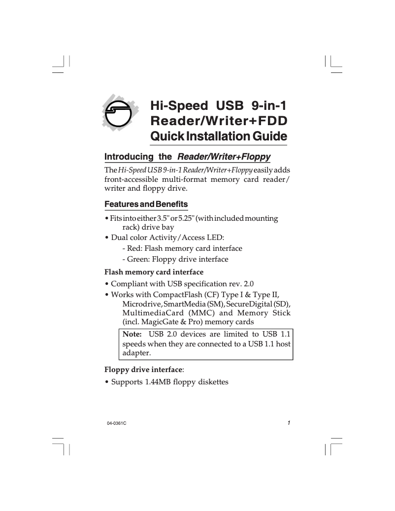 Page 1 de la notice Manuel utilisateur Siig JU-91RW12-S4