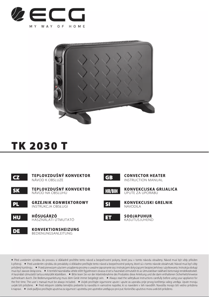 Page 1 of the manual User Manual ECG TK 2030 T