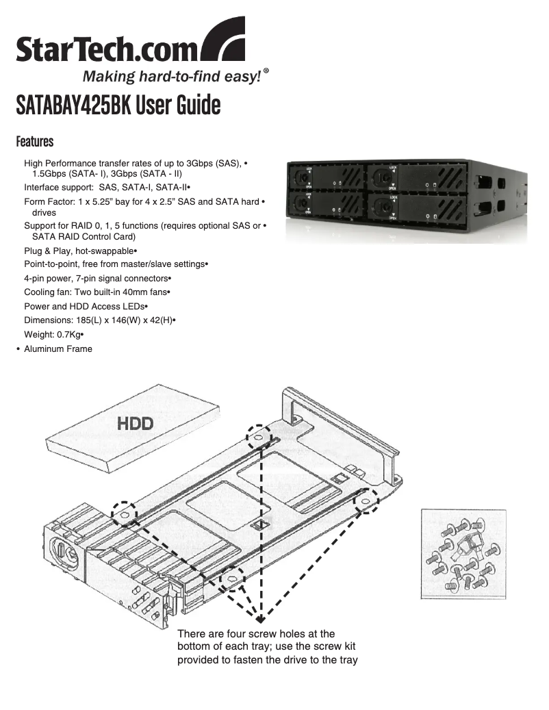 Page 1 of the manual User Manual StarTech.com SATABAY425BK