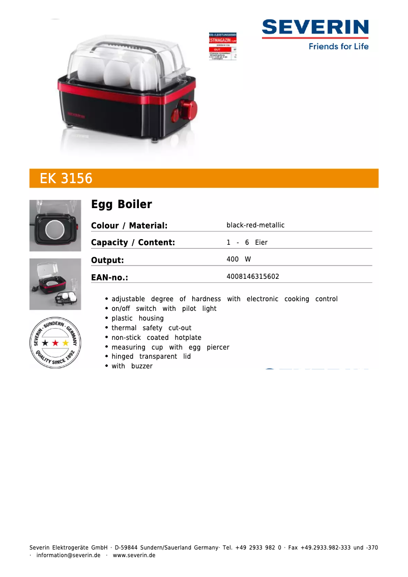 First page image of the manual for EK 3156