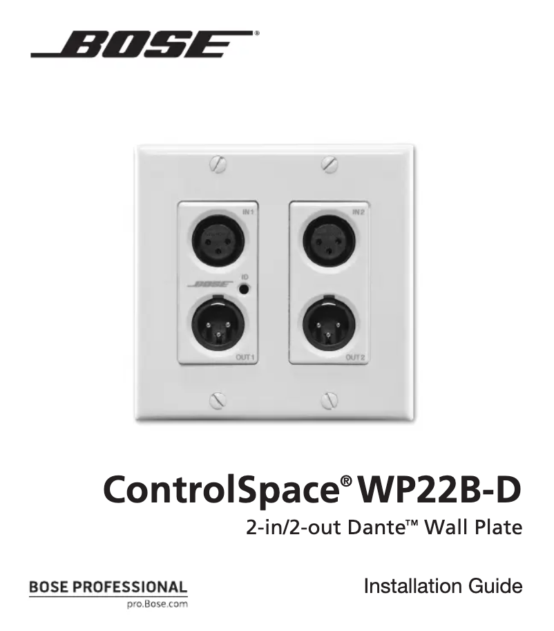 First page image of the manual for ControlSpace WP22B-D Dante