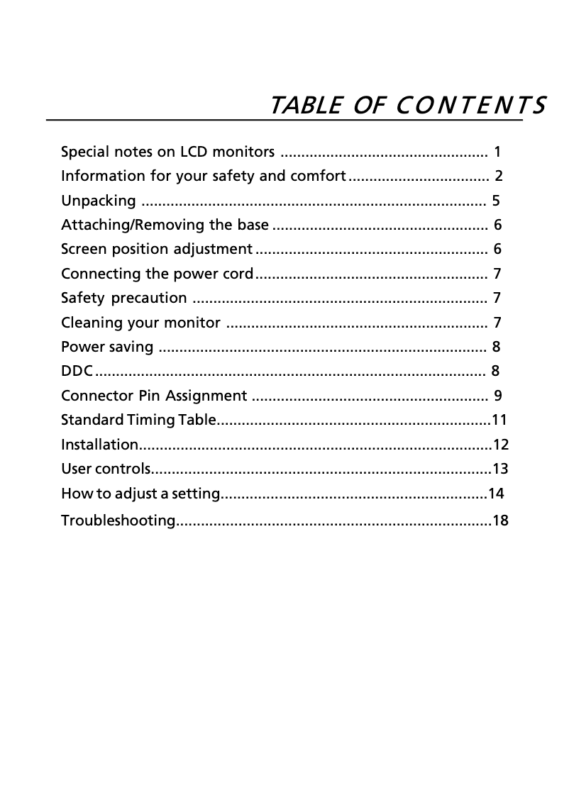 First page image of the manual for V273H