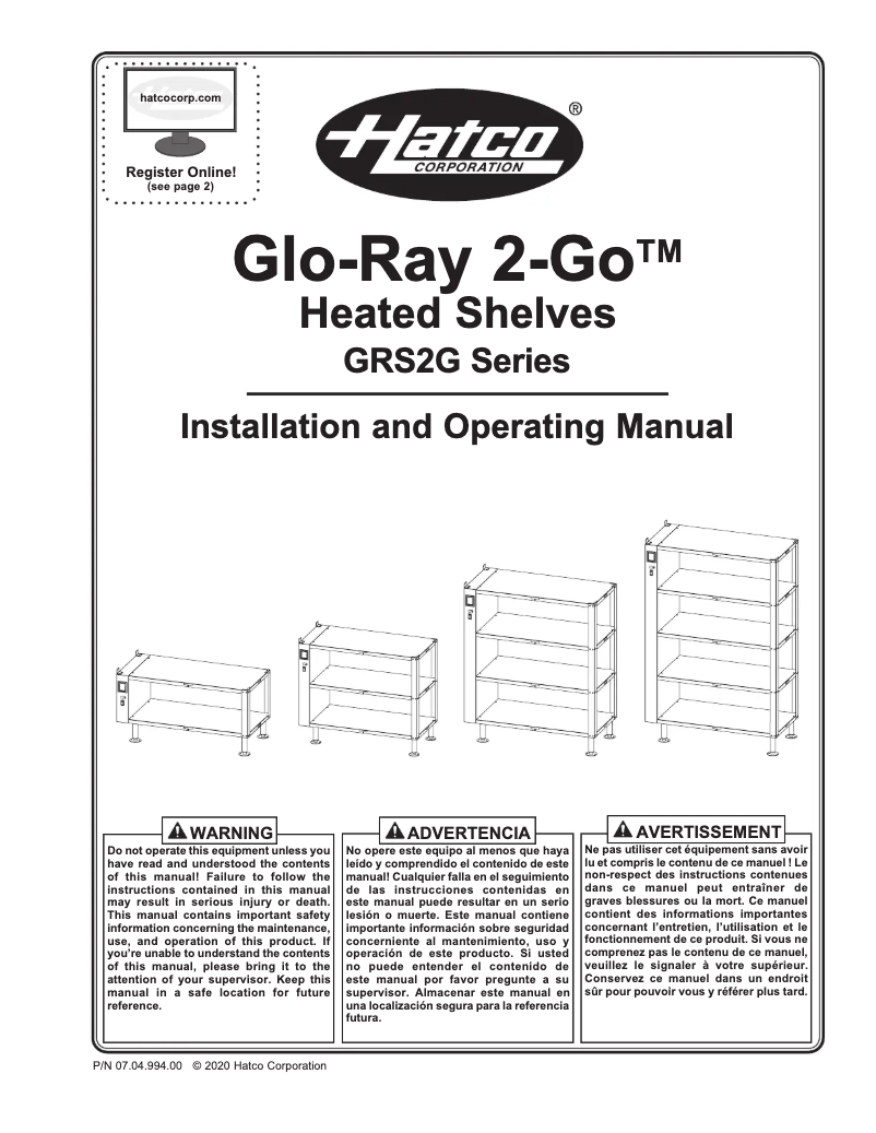 First page image of the manual for GRS2G-3920-2