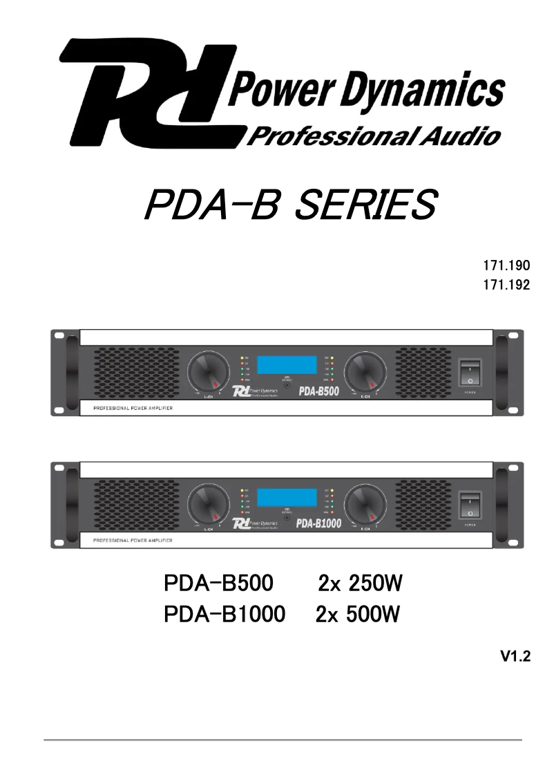 Page 1 of the manual User Manual Power Dynamics PDA-B500