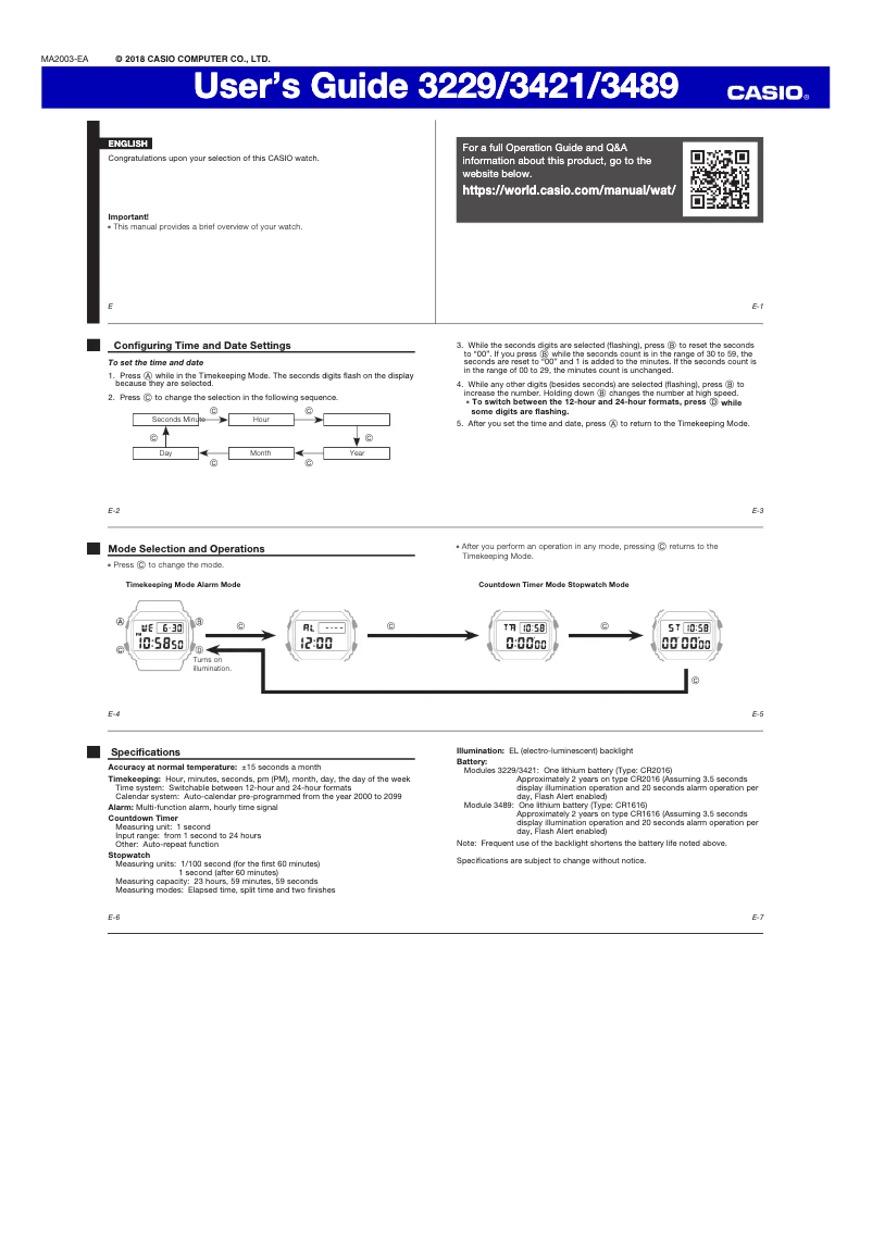 Page 1 of the manual Quick Start Guide Casio G-shock GM-5600