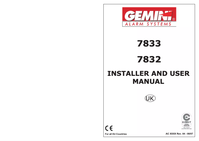 First page image of the manual for 7832