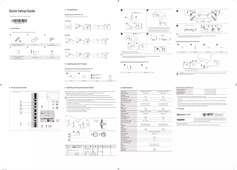 First page image of the manual for HG50AT690UK