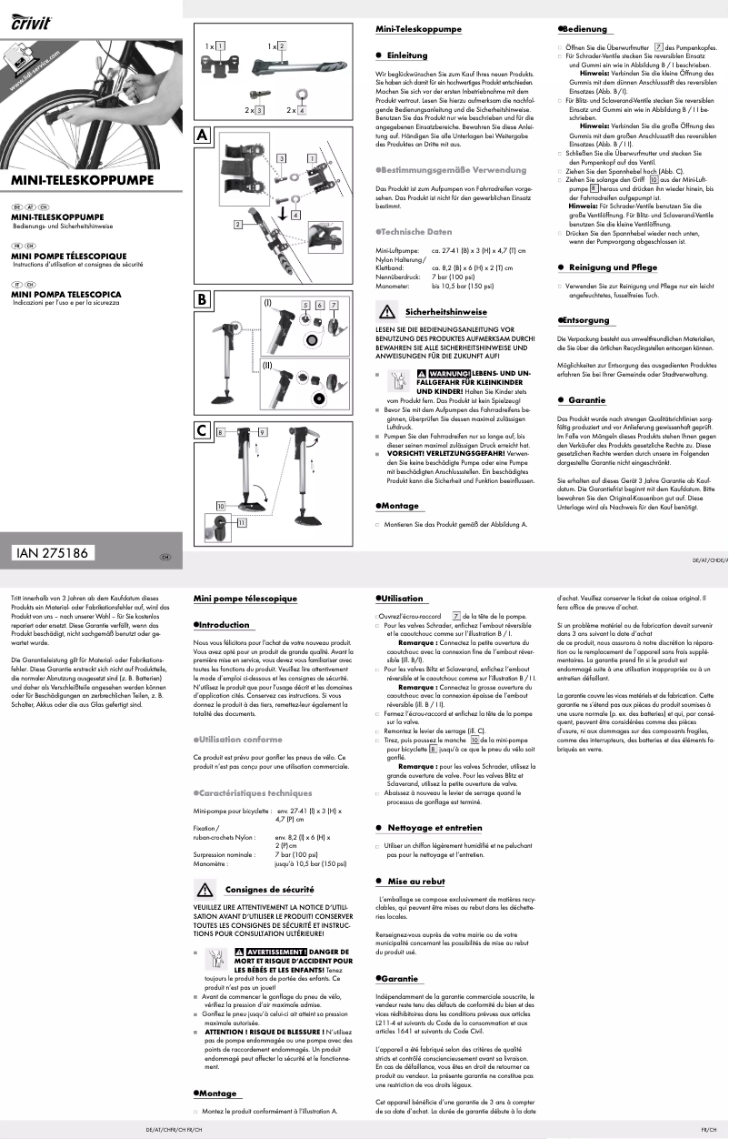 Page 1 of the manual User Manual Crivit Z31182
