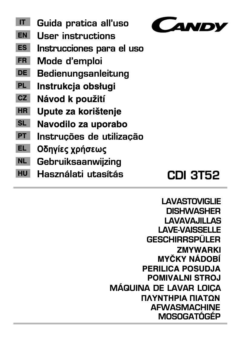 Page 1 of the manual User Manual Candy CDI 3T52